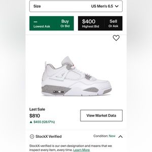 Jordan 4 White Oreo size 6